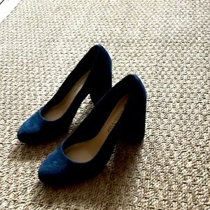 Navy Blue block heels.